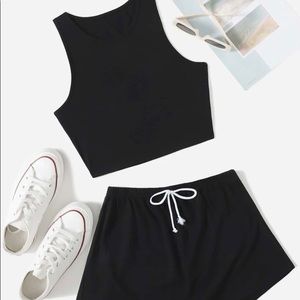 Crop tank top & shirts set
